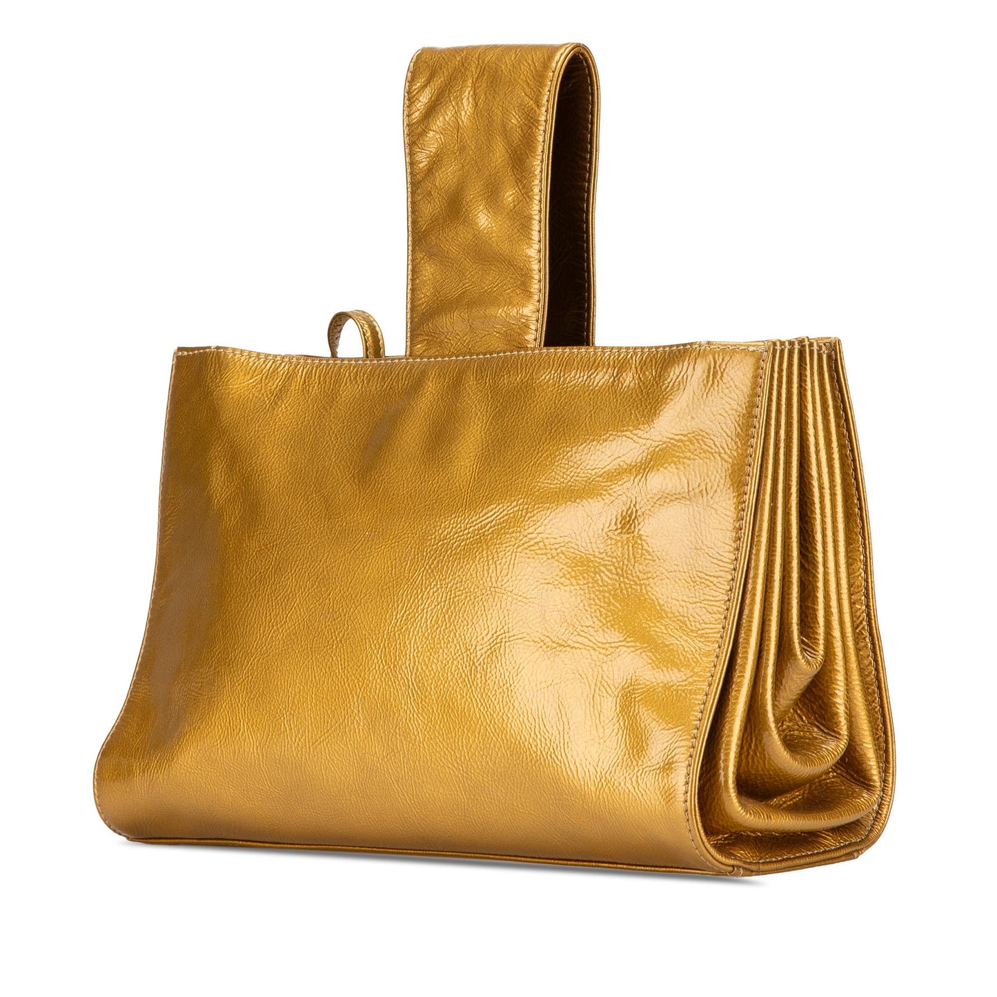 Chanel Metallic Patent Mademoiselle Lock Convertible Wrist Clutch Bag