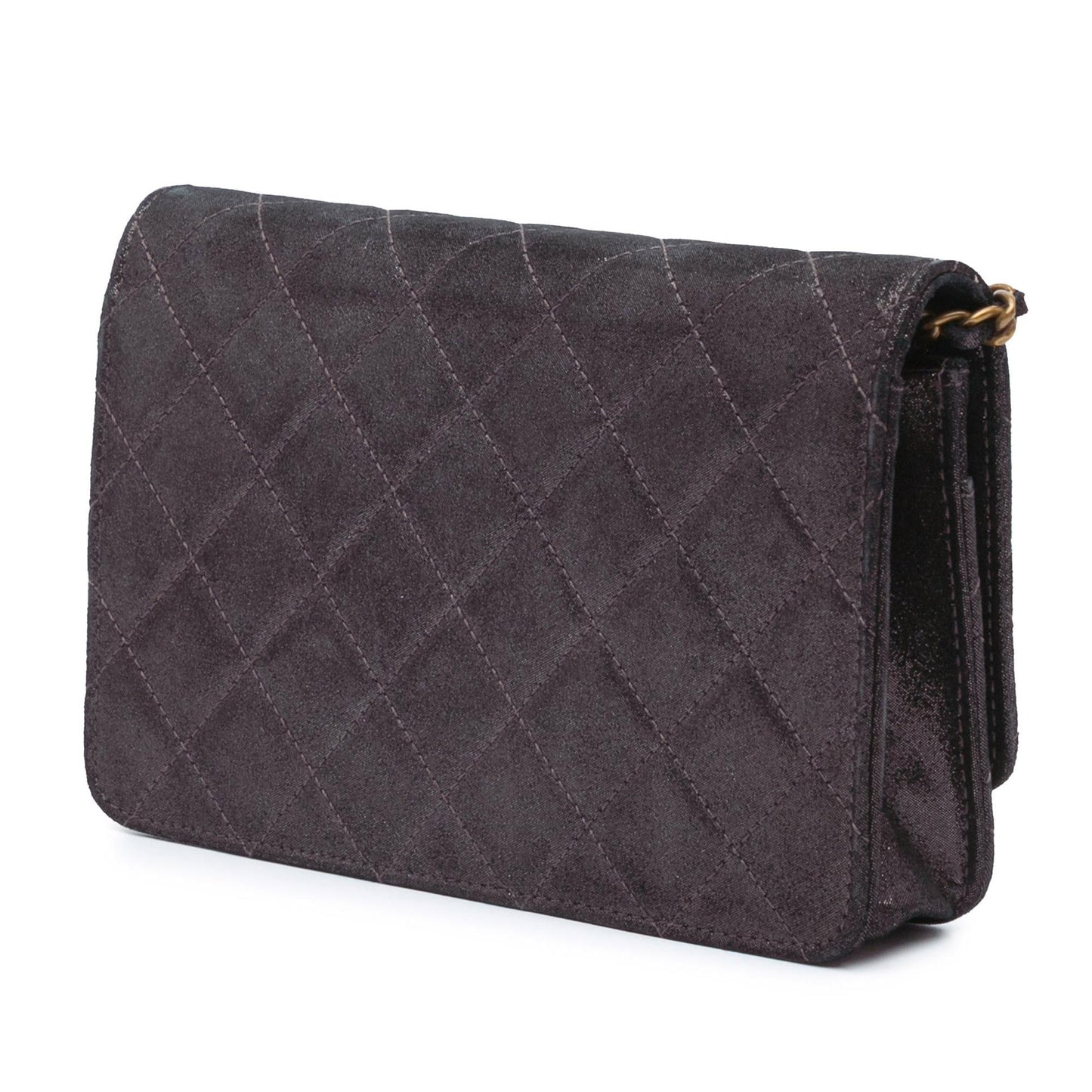 Chanel Metiers dArt Quilted Iridescent Lambskin Tartan Button Wallet On Chain