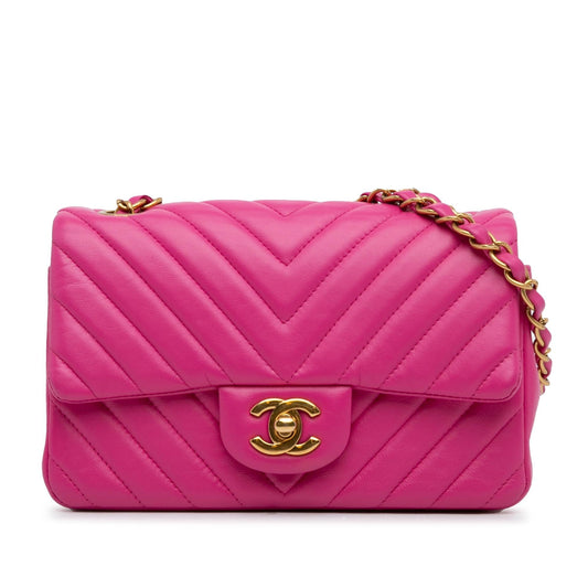 Chanel Mini Chevron Quilted Lambskin Rectangular Flap (SHG-nY0kHq) Crossbody