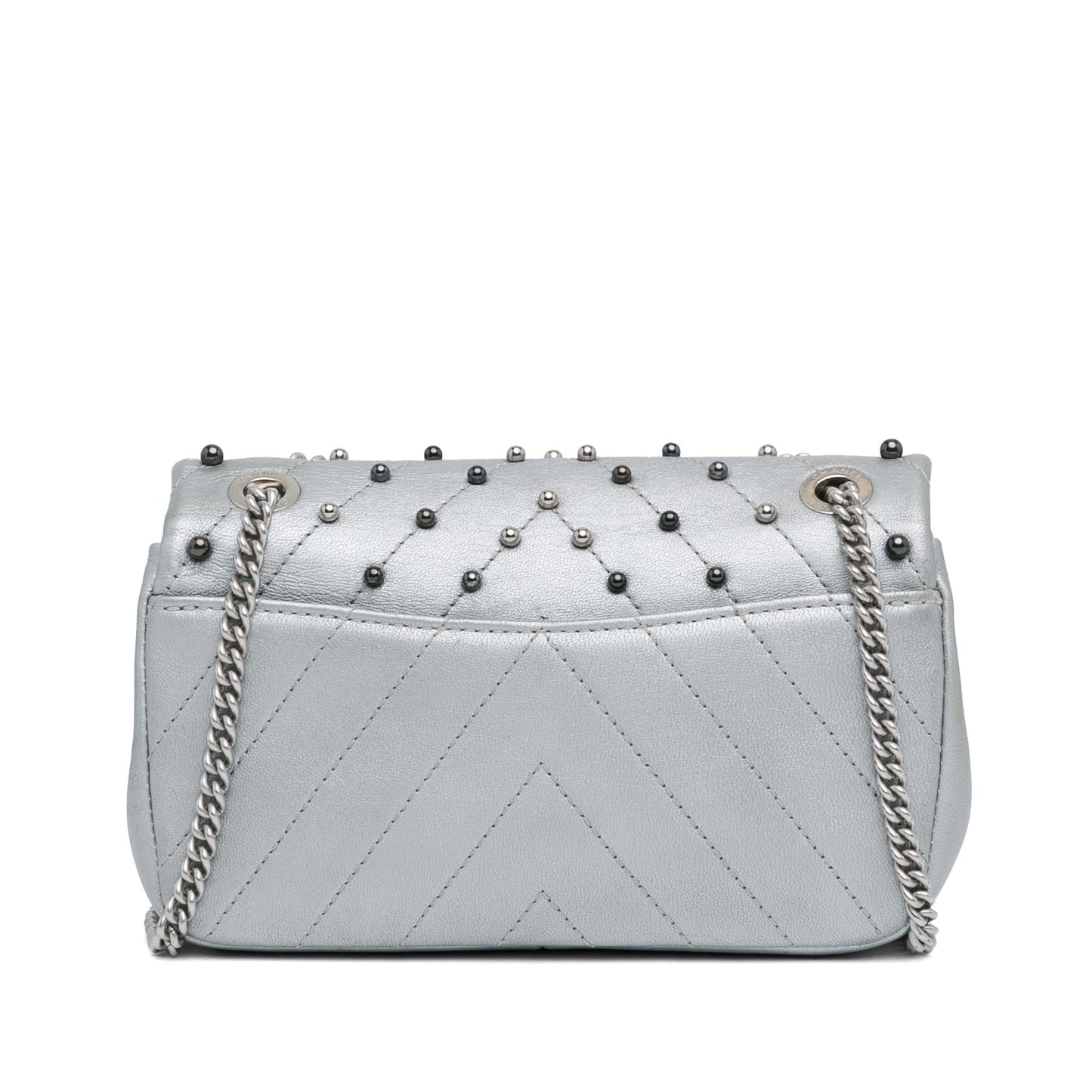 Chanel Mini Rectangular Chevron Quilted Lambskin Stud Wars Flap (SHG-17y5S9) Shoulder Bag