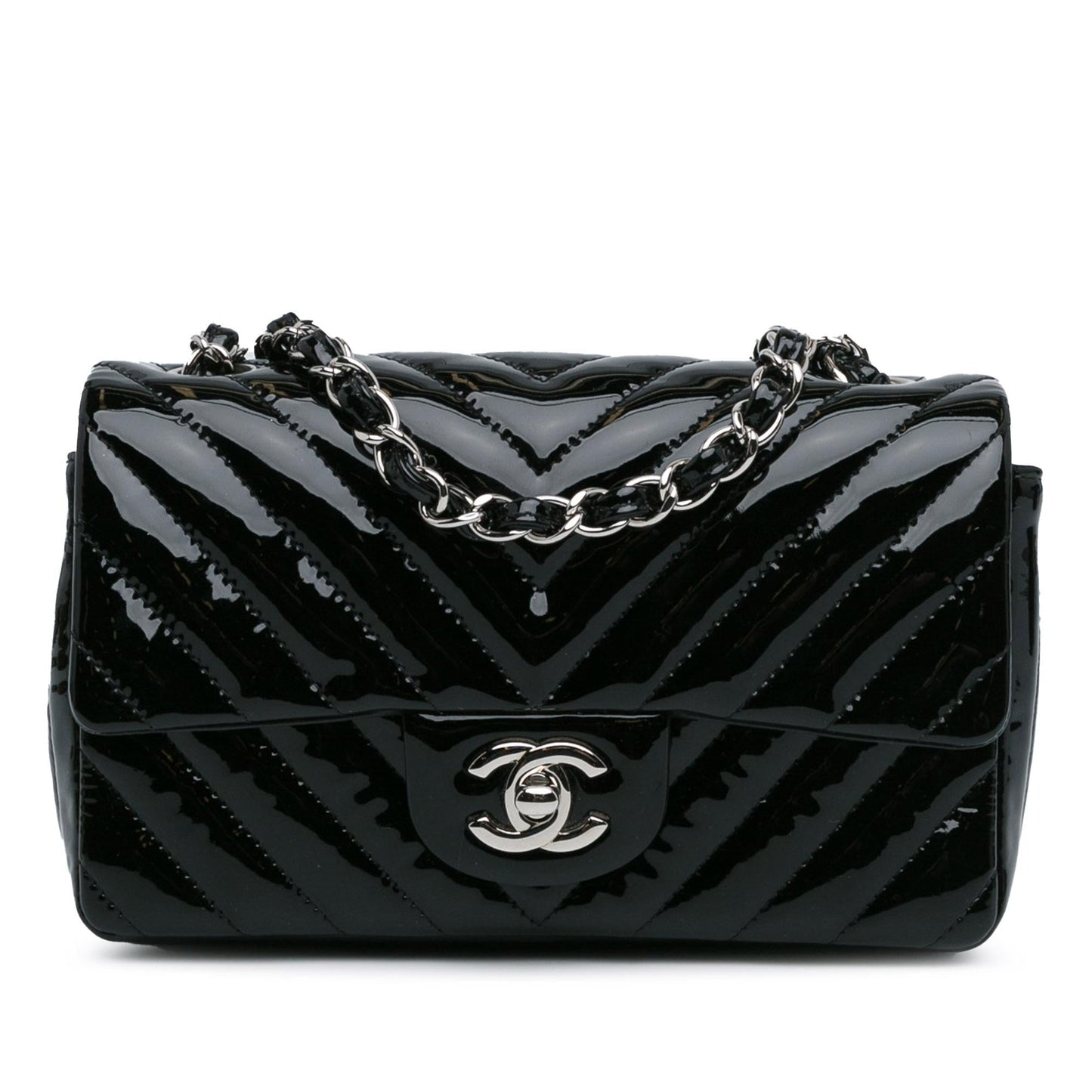 Chanel Mini Rectangular Classic Chevron Patent Single Flap (SHG-3MlT53) Crossbody