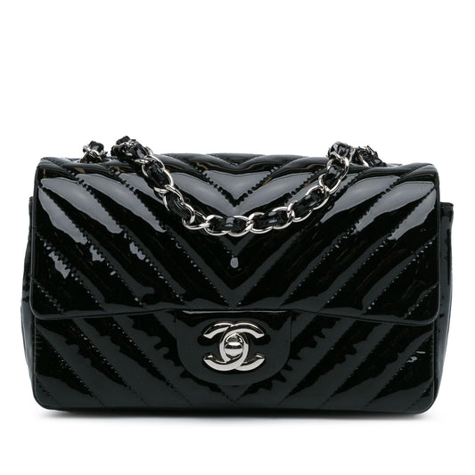 Chanel Mini Rectangular Classic Chevron Patent Single Flap (SHG-3MlT53) Crossbody