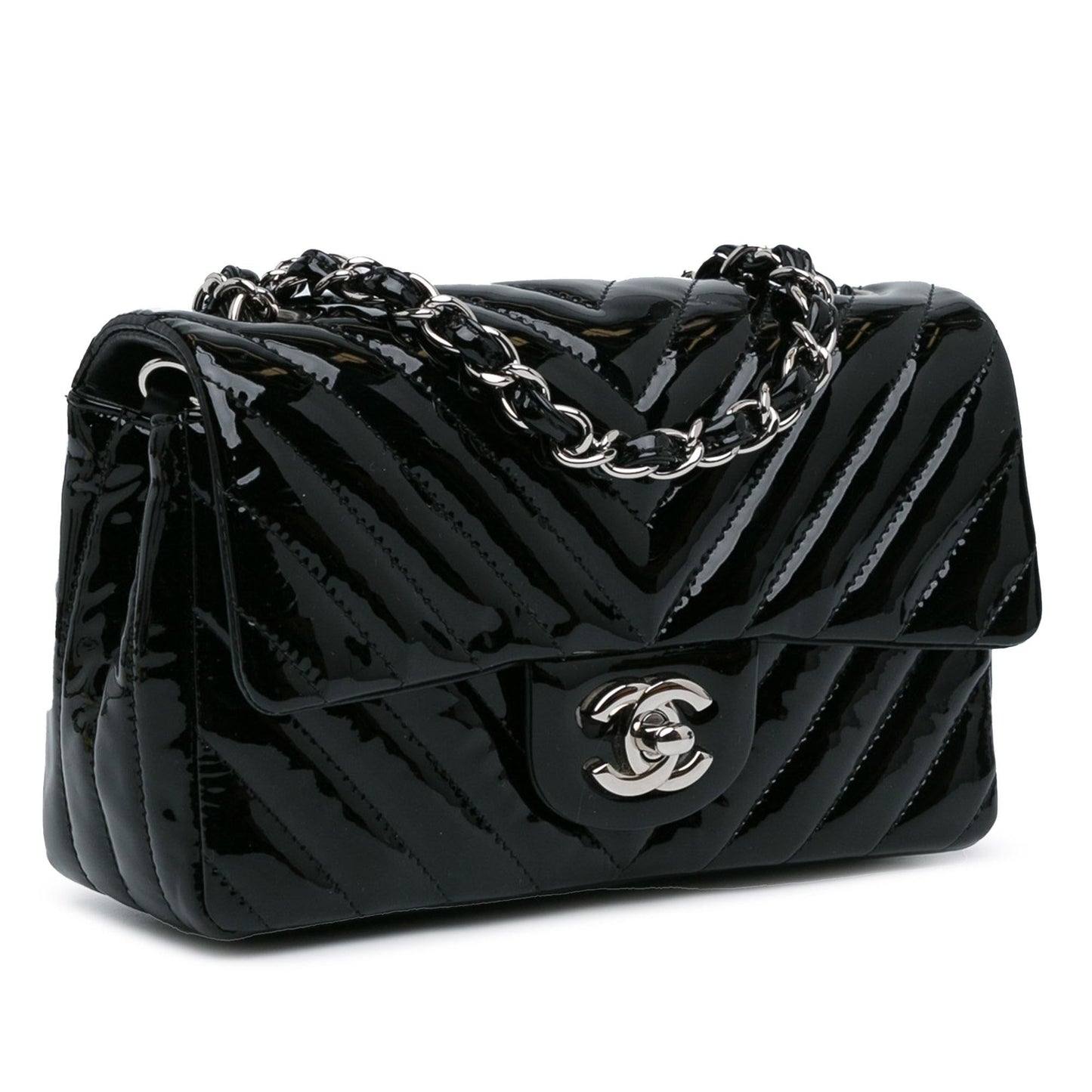 Chanel Mini Rectangular Classic Chevron Patent Single Flap (SHG-3MlT53) Crossbody