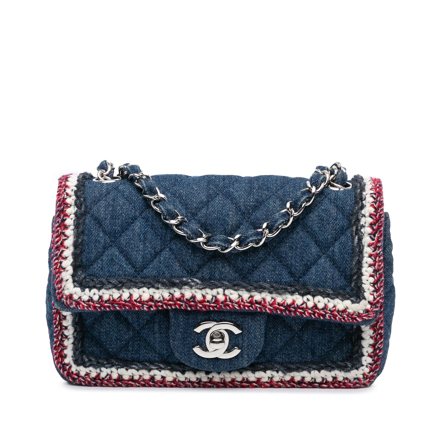 Chanel Mini Rectangular Classic Denim Tweed Framed Single Flap