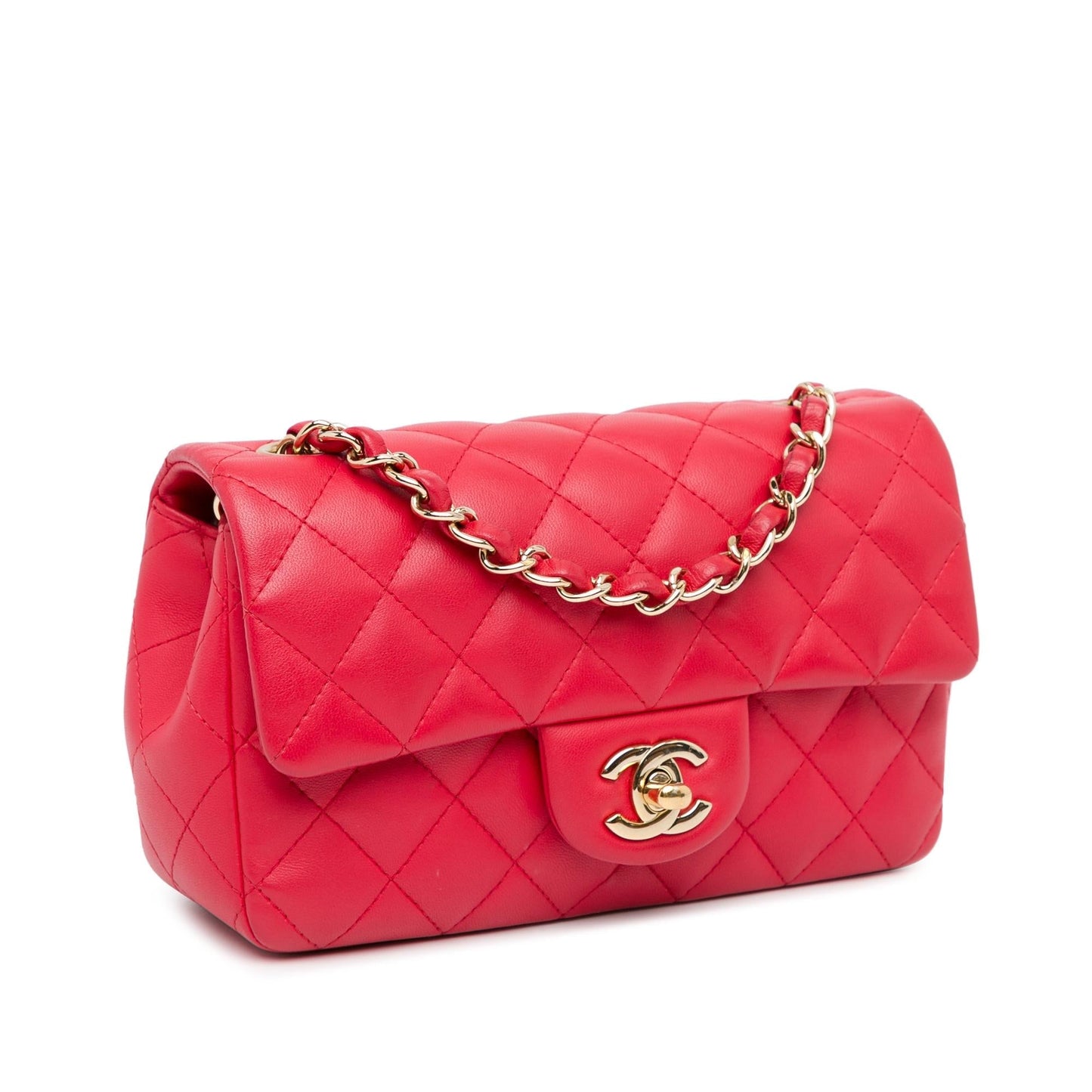 Chanel Mini Rectangular Classic Lambskin Single Flap (SHG-aMDNhD) Crossbody