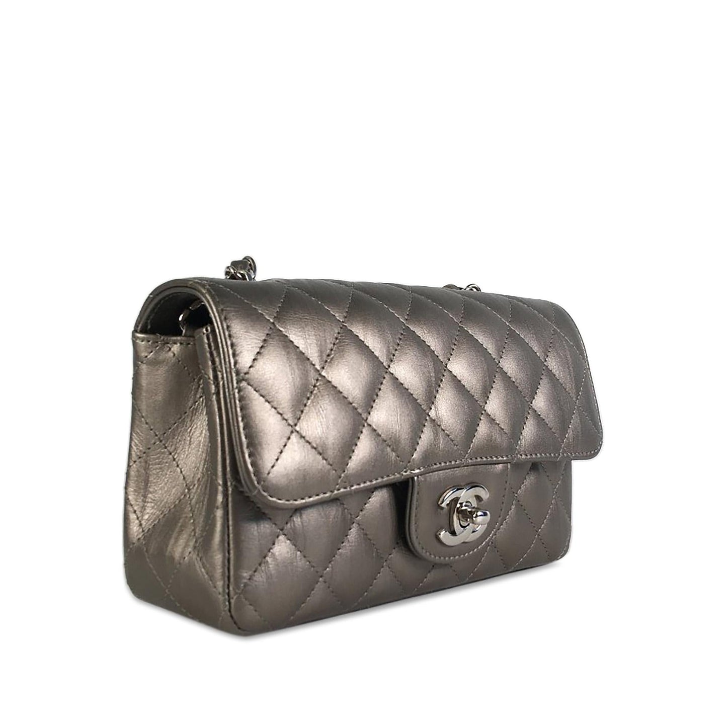 Chanel Mini Rectangular Classic Metallic Calfskin Single Flap (SHG-IFLFGn) Crossbody