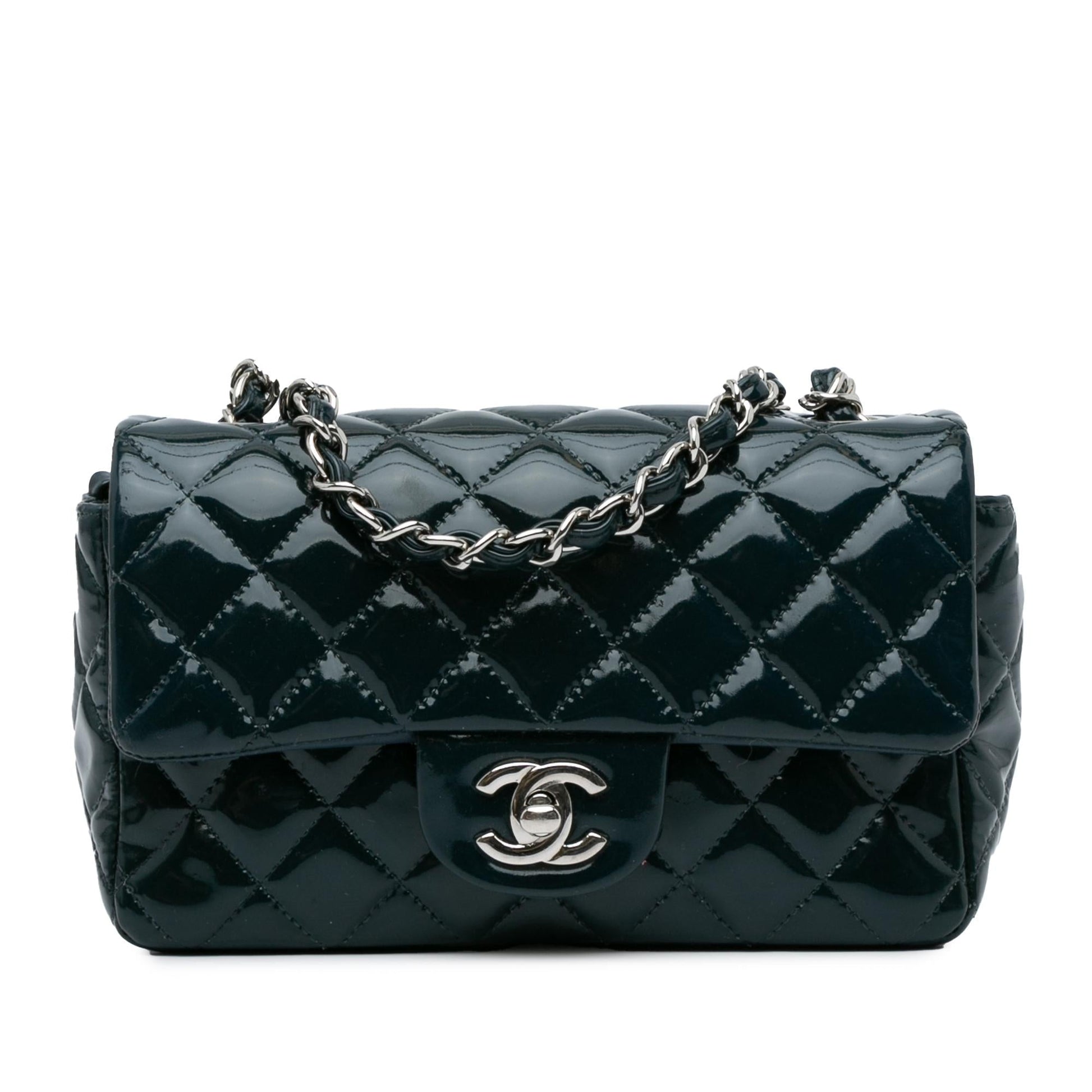 Chanel Mini Rectangular Classic Patent Single Flap (SHG-TPwrWV) Crossbody