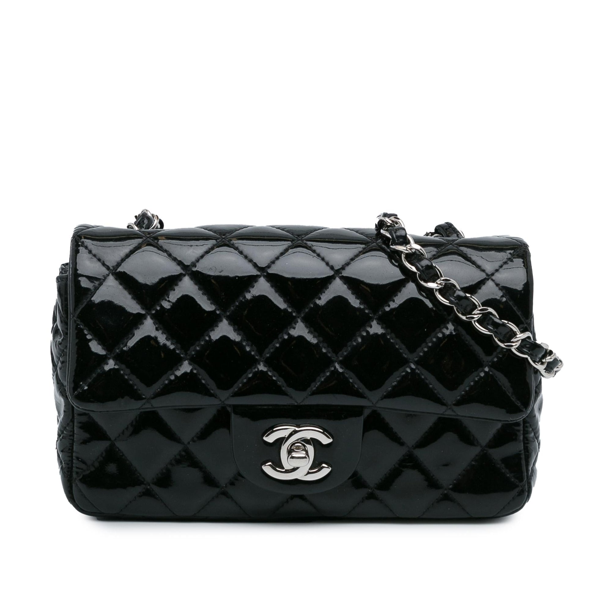 Chanel Mini Rectangular Classic Patent Single Flap (SHG-H2RONy) Crossbody
