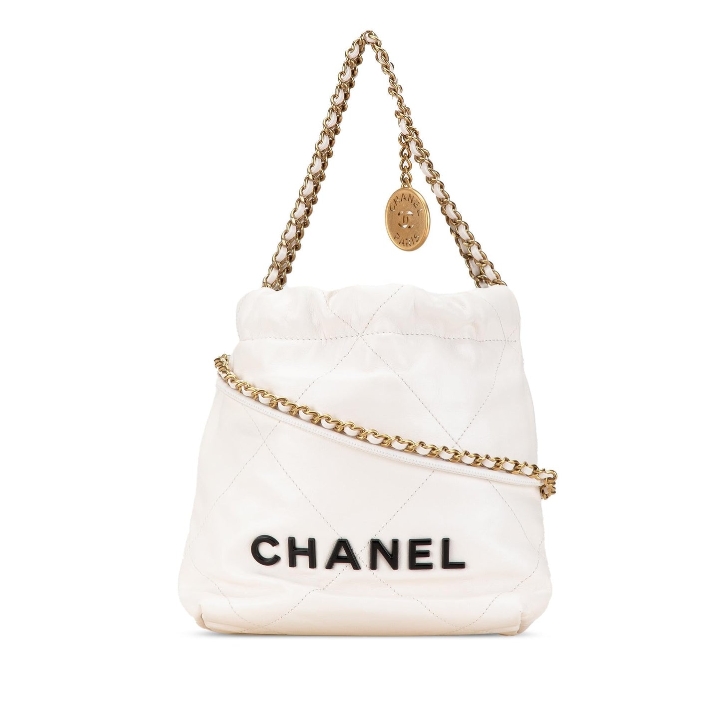 Chanel Mini Shiny Calfskin 22 Hobo Shoulder Bag