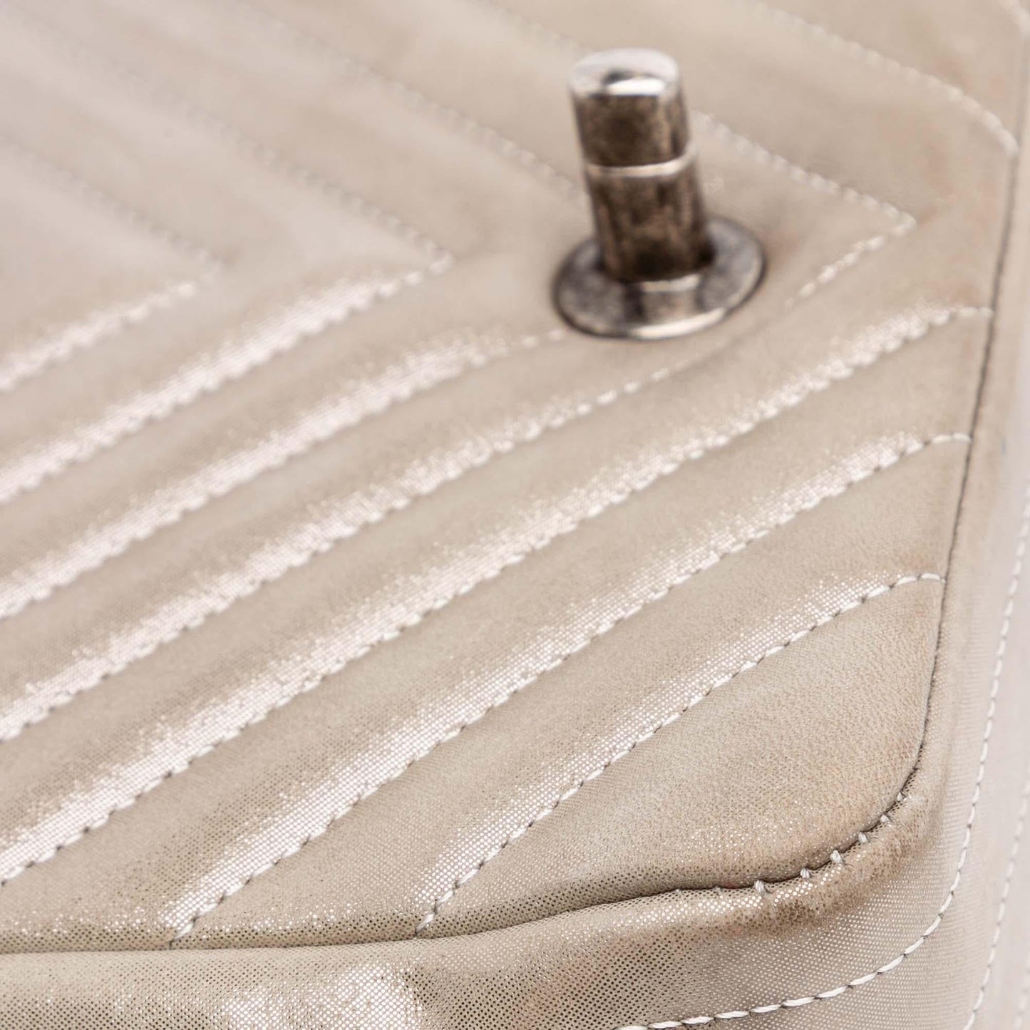 Chanel Mini Square Classic Chevron Iridescent Lambskin Single Flap