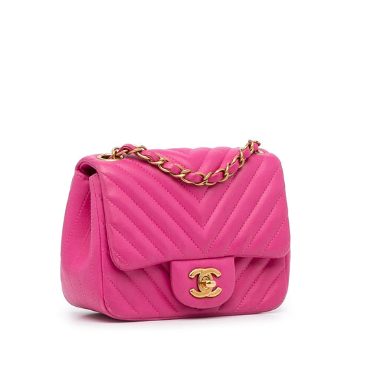 Chanel Mini Square Classic Chevron Lambskin Flap Crossbody