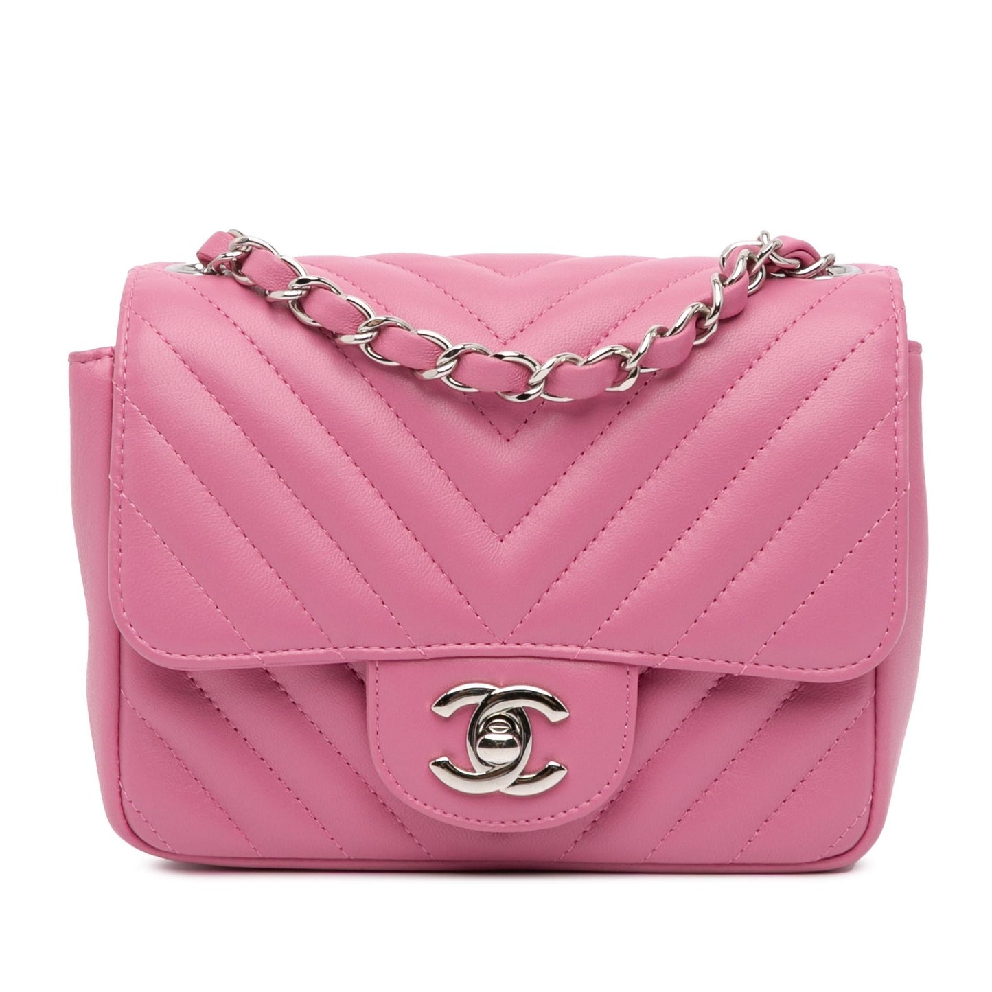 Chanel Mini Square Classic Chevron Lambskin Single Flap Crossbody