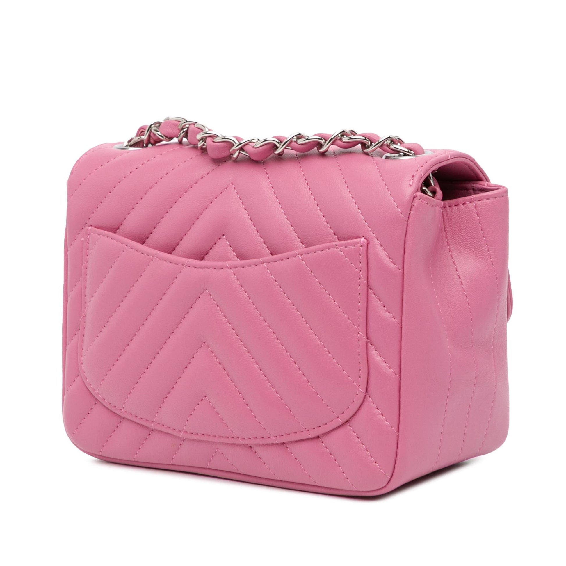 Chanel Mini Square Classic Chevron Lambskin Single Flap Crossbody