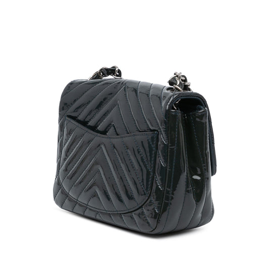 Chanel Mini Square Classic Chevron Patent Flap Crossbody