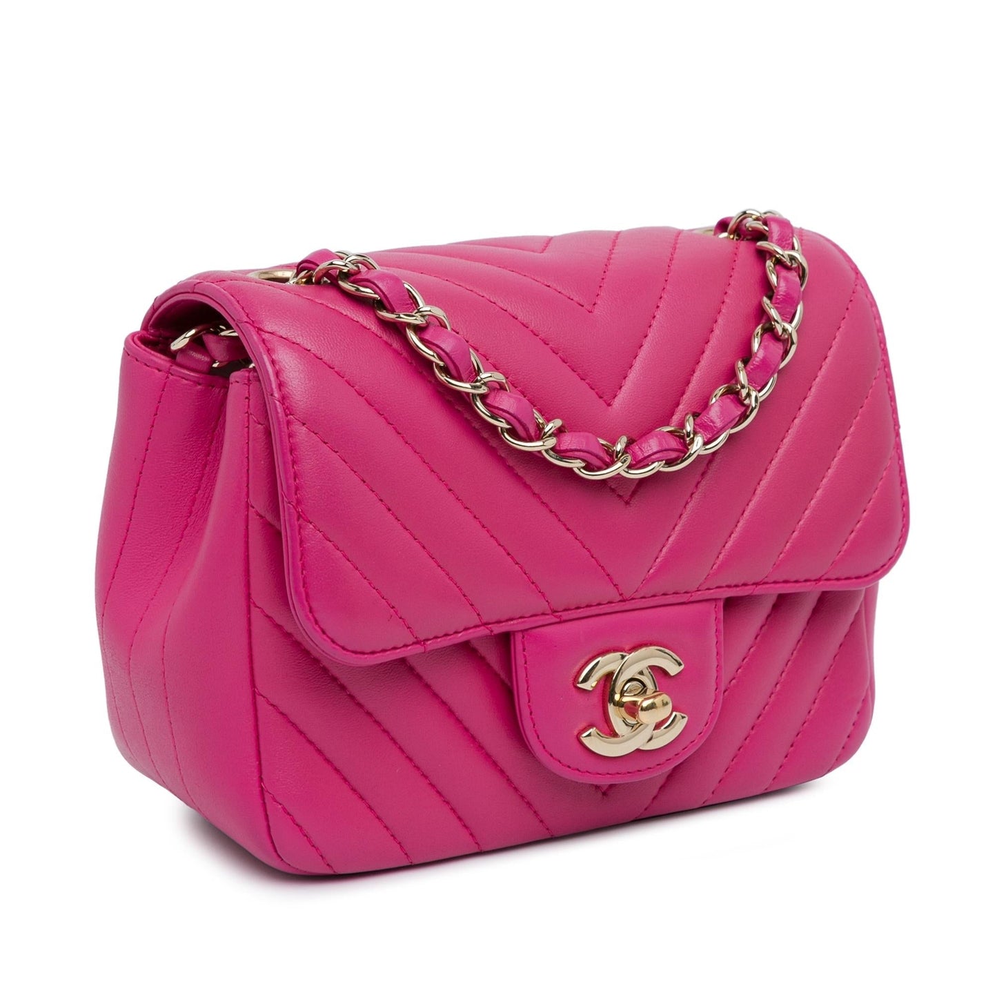 Chanel Mini Square Classic Lambskin Chevron Flap (SHG-Z0yp7W) Crossbody