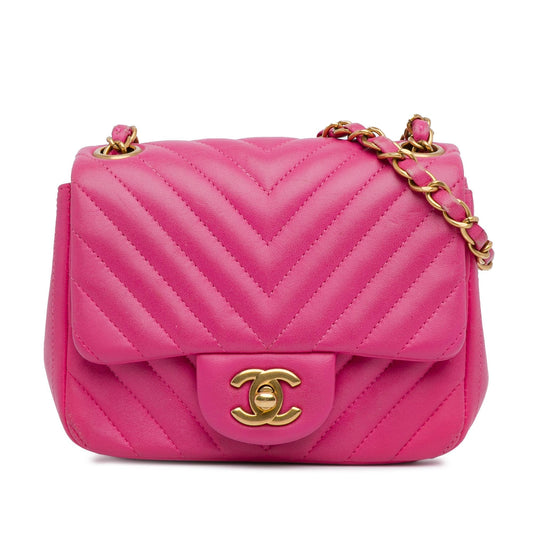 Chanel Mini Square Classic Lambskin Chevron Flap (SHG-ta6olT) Crossbody