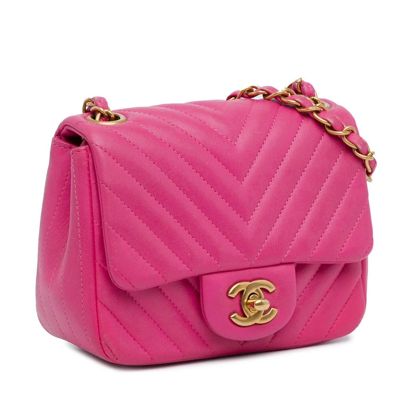 Chanel Mini Square Classic Lambskin Chevron Flap (SHG-ta6olT) Crossbody