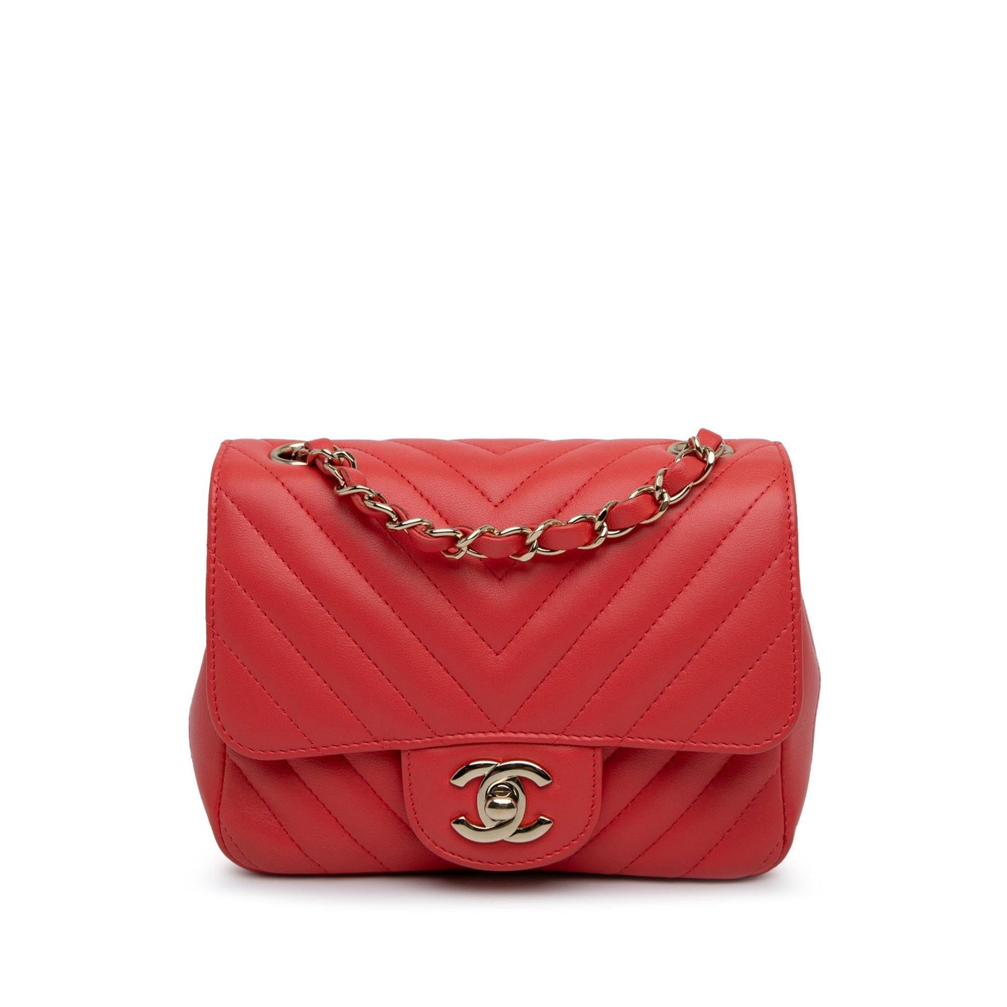 Chanel Mini Square Classic Lambskin Chevron Flap (SHG-HJTI2E) Crossbody