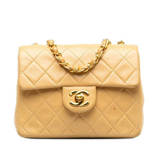 Chanel Mini Square Classic Lambskin Single Flap (SHG-E8DBvA) Crossbody