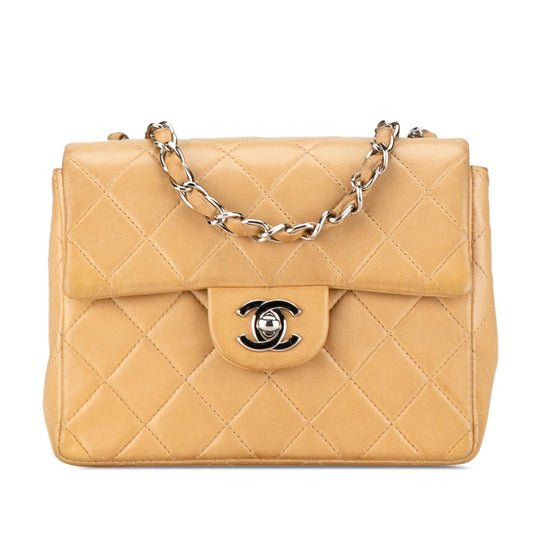 Chanel Mini Square Classic Lambskin Single Flap (SHG-jnohQq) Crossbody