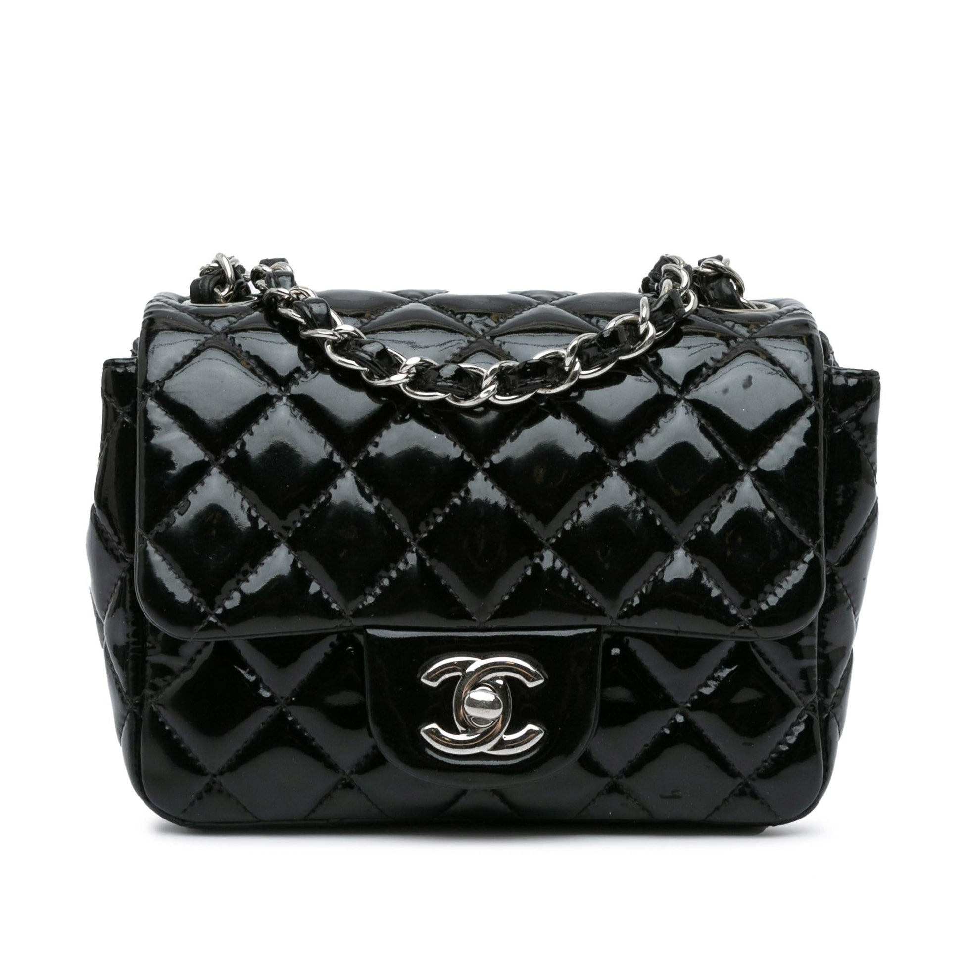 Chanel Mini Square Classic Patent Single Flap (SHG-vfasYd) Crossbody