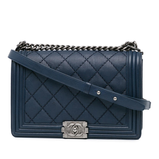 Chanel New Medium Calfskin Double Stitch Boy Flap (SHG-LubuFw) Crossbody