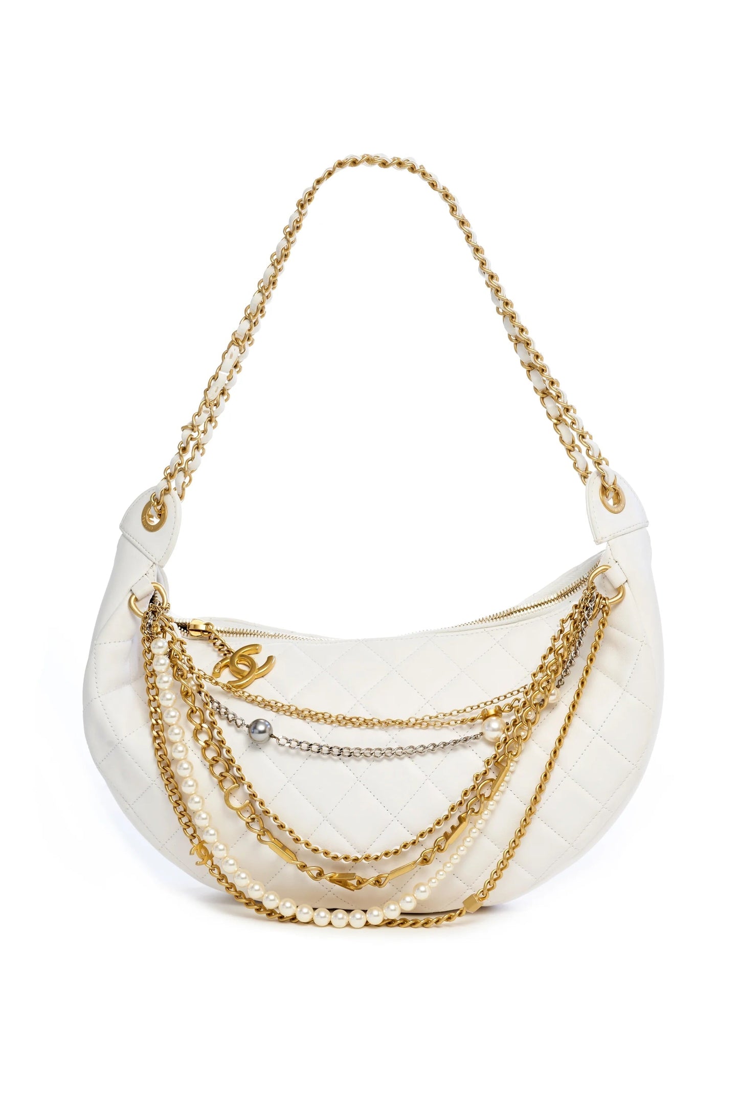 CHANEL NY ALL ABOUT CHAINS NAPPA LEATHER HOBO BAG