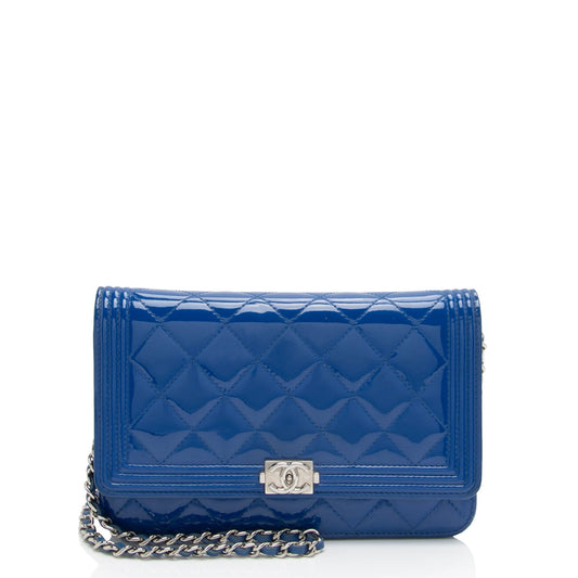 Chanel Patent Leather Boy Wallet on Chain (SHF-sHLroH) Crossbody