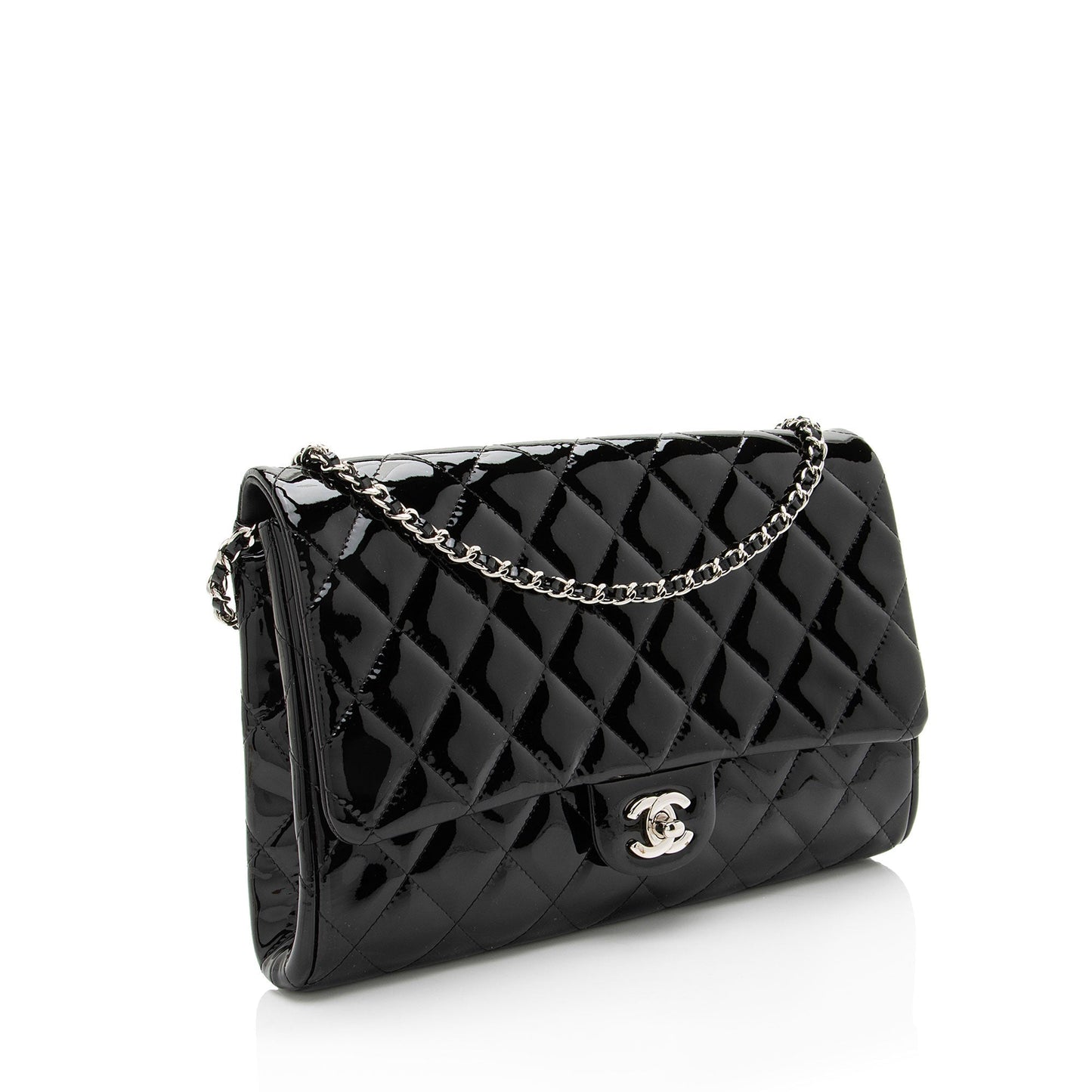 Chanel Patent Leather Classic Chain Flap Clutch