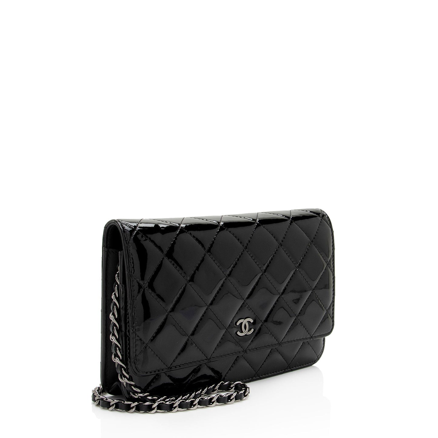 Chanel Patent Leather Classic Wallet on Chain (SHF-8fowjN) Tote