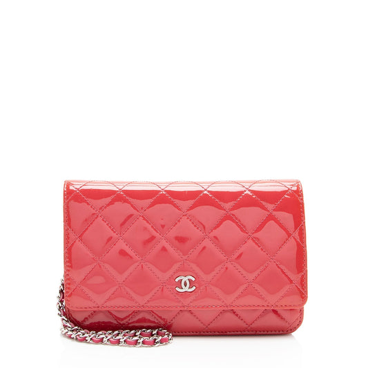 Chanel Patent Leather Classic Wallet on Chain (SHF-13OxMa) Crossbody