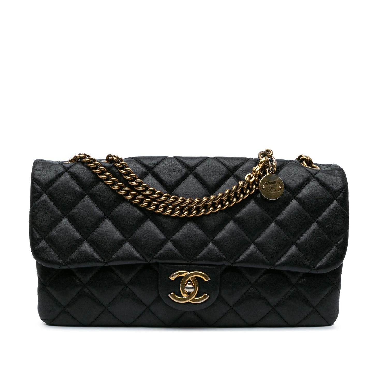 Chanel Quilted Calfskin CC Crown Flap Shoulder Bag