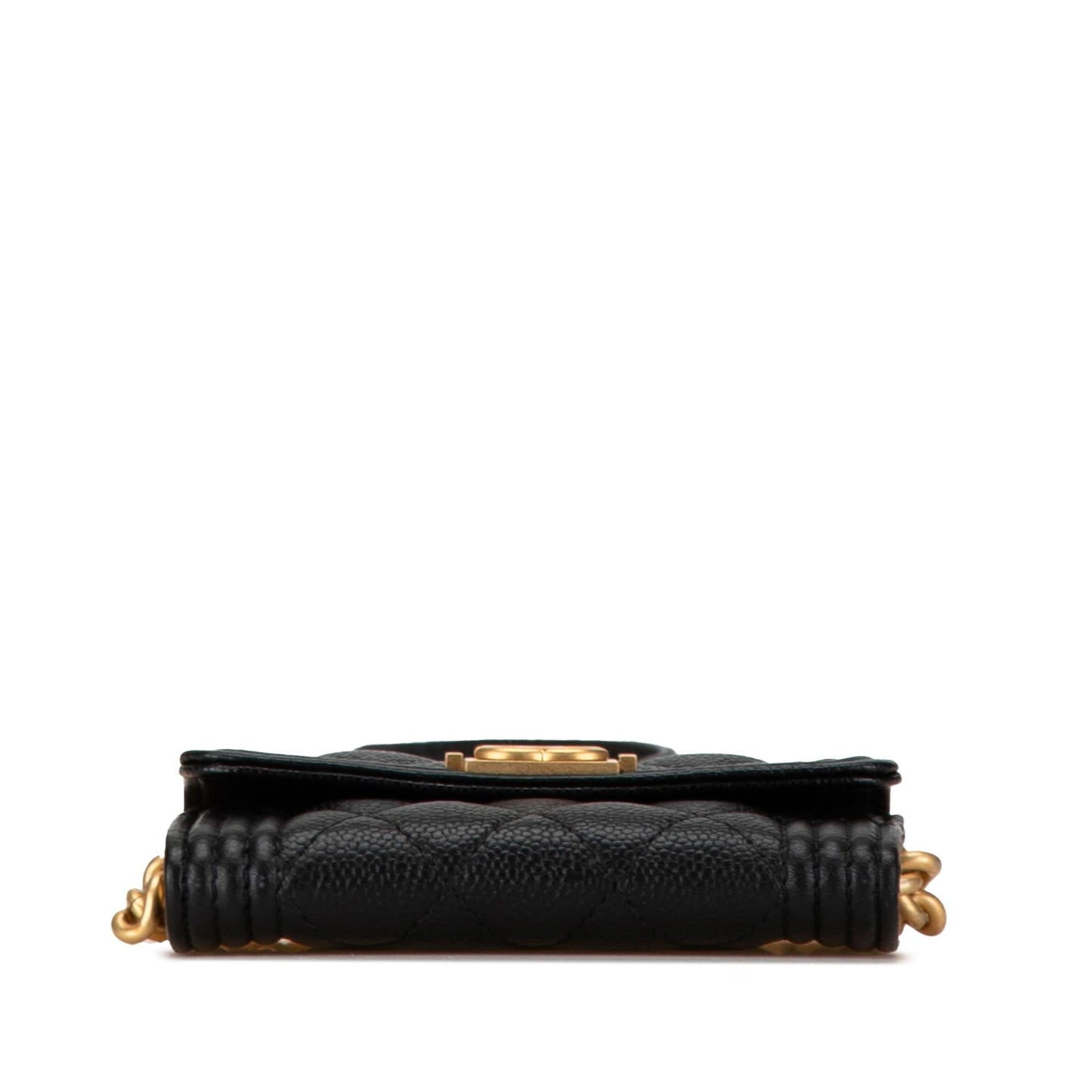 Chanel Quilted Caviar Boy Card Holder with Chain (SHG-VMUxwq)