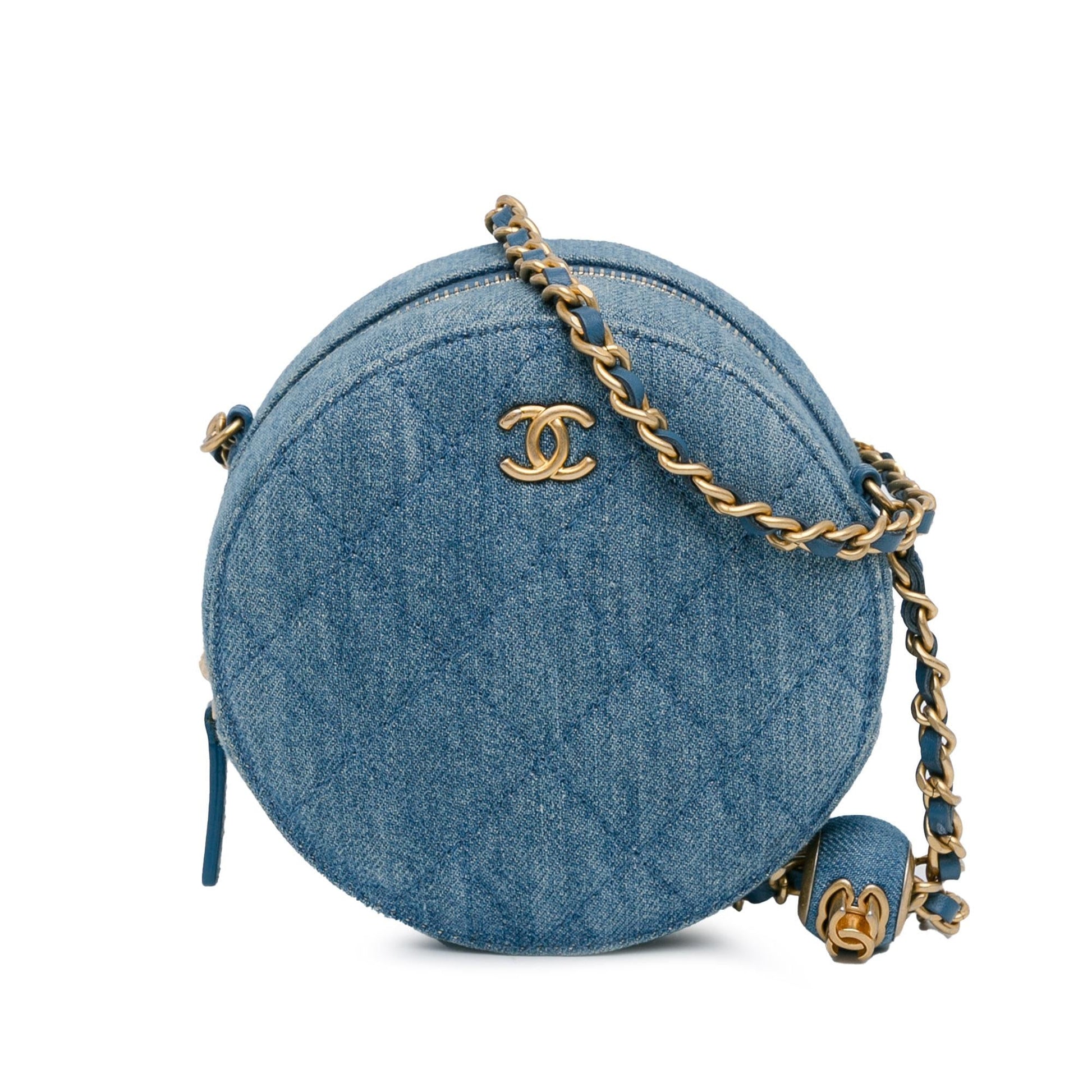 Chanel Quilted Pearl Crush Round Clutch with Chain (SHG-HXkyLN)