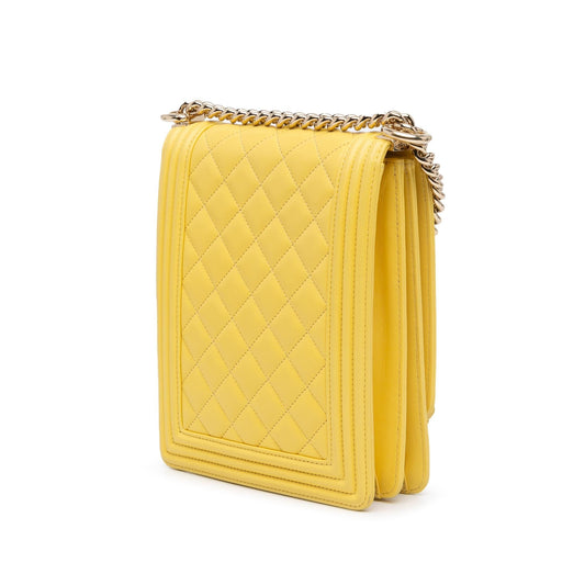 Chanel Quilted Lambskin North South Boy Flap Crossbody