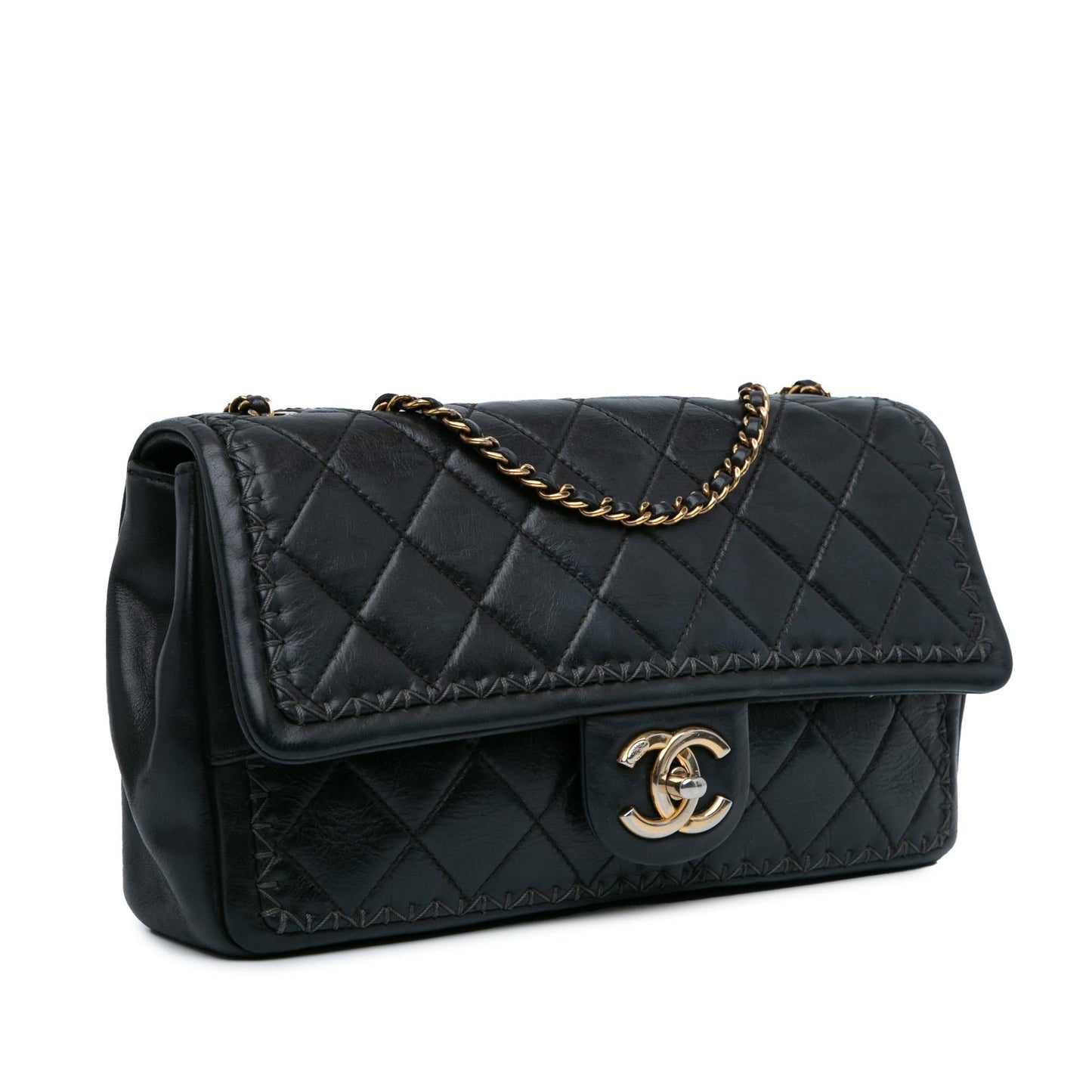 Chanel Quilted Lambskin Whipstitch Single Flap (SHG-OfzSAu)