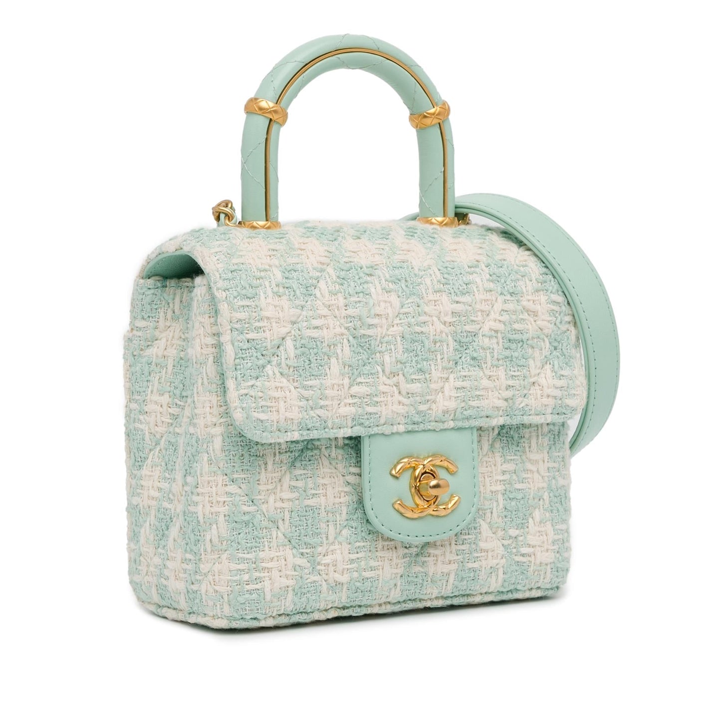 Chanel Quilted Tweed Crush Top Handle Bag (SHG-gVQFkc)
