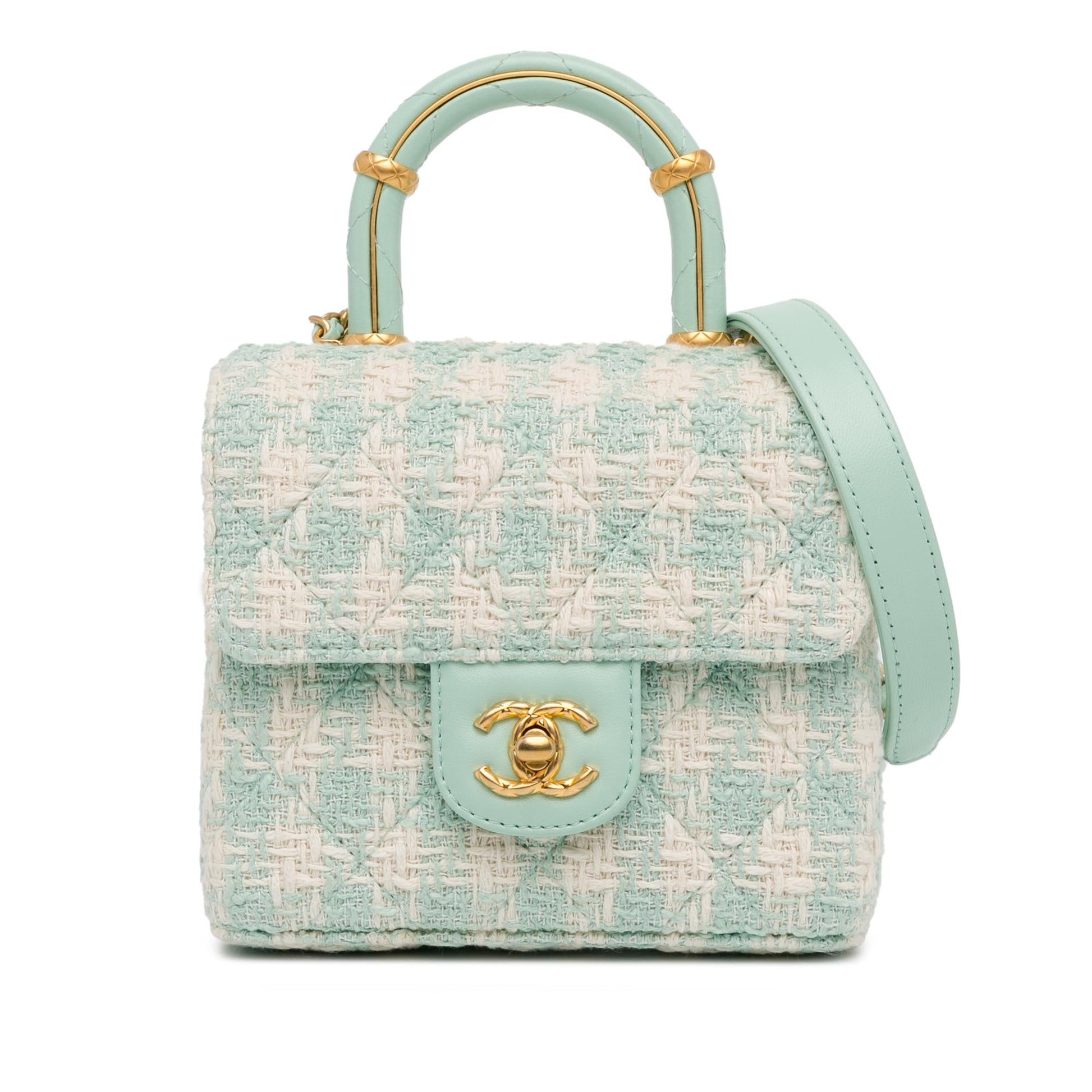 Chanel Quilted Tweed Crush Top Handle Flap (SHG-Ex9ayO) Shoulder Bag