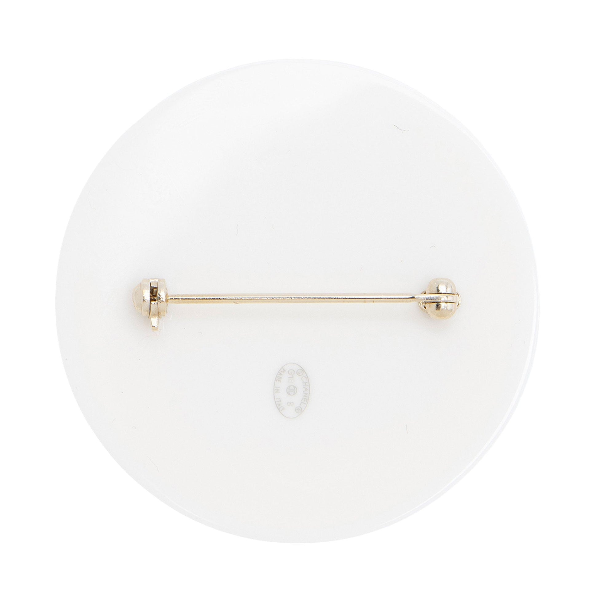 Chanel Resin Pearl Coco CC Profile Brooch Handbag
