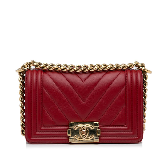 Chanel Small Calfskin Chevron Boy Flap (SHG-ZrUBHf) Crossbody