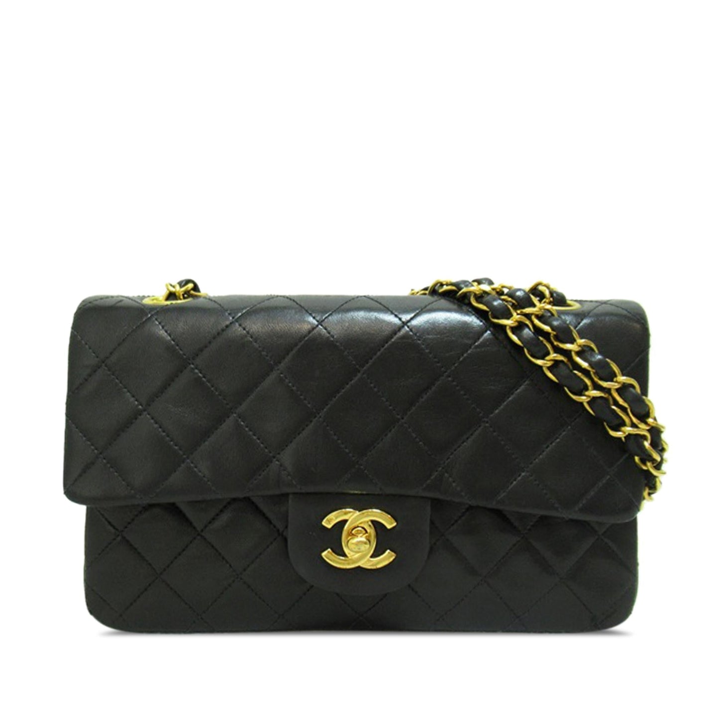 Chanel Small Classic Lambskin Double Flap (SHG-mjPAeK) Shoulder Bag
