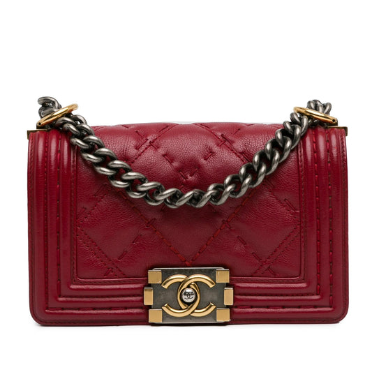Chanel Small Grained Calfskin Boy Double Stitch Flap (SHG-5sJFKX) Crossbody