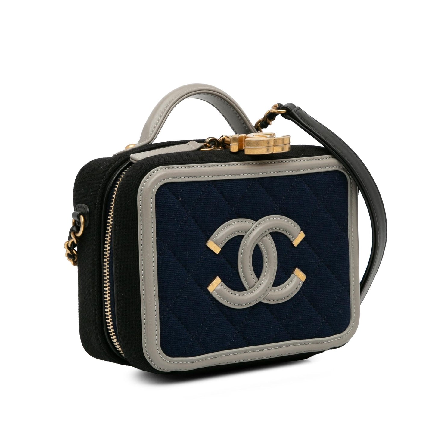 Chanel Small Jersey CC Filigree Vanity Case (SHG-BKQMVd) Handbag