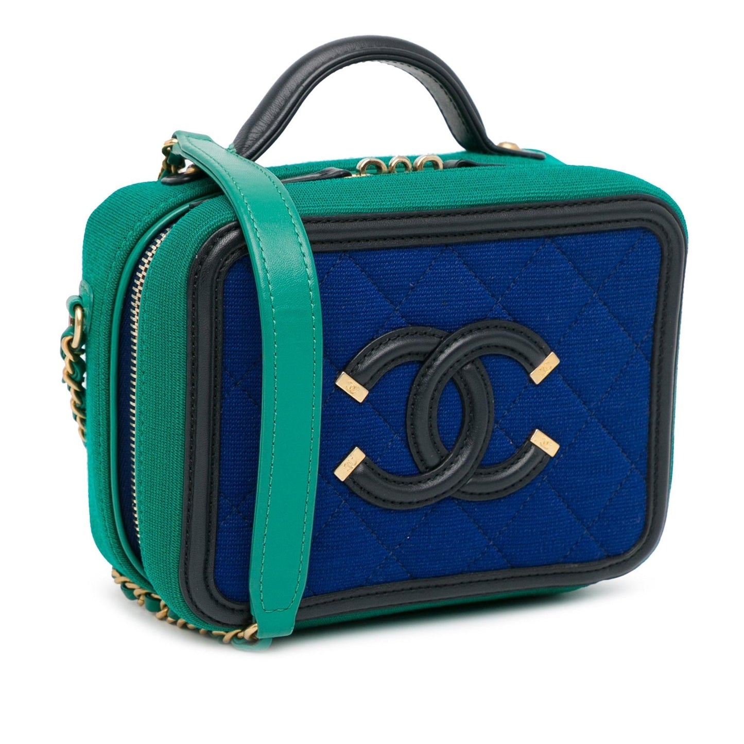 Chanel Small Jersey CC Filigree Vanity Case (SHG-zkvIpb) Handbag