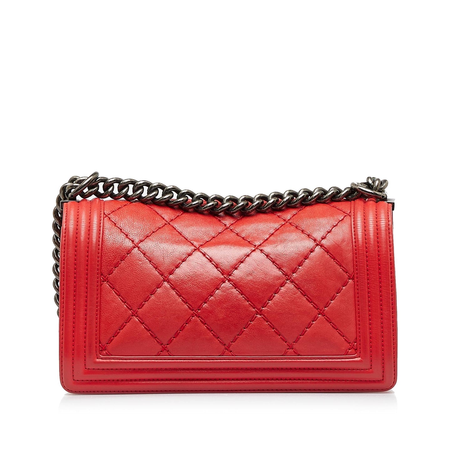Chanel Small Lambskin Double Stitch Boy Flap