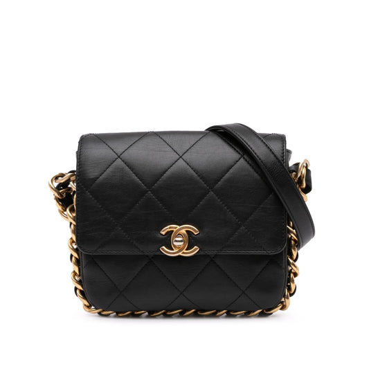 Chanel Small Quilted Calfskin Framing Chain Flap (SHG-KEPT2j) Crossbody