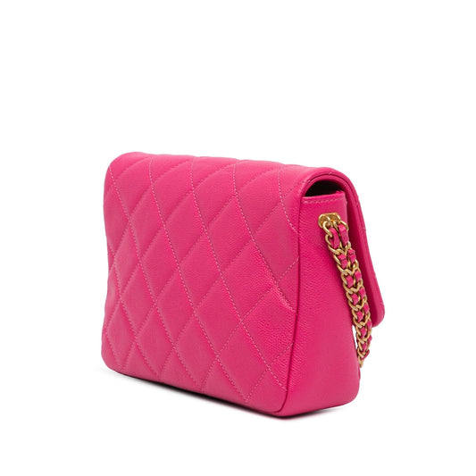 Chanel Small Quilted Caviar Chain Melody Flap Crossbody