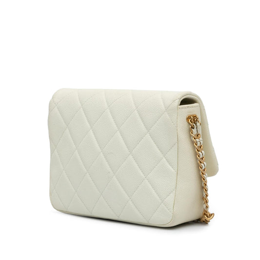 Chanel Small Quilted Caviar Chain Melody Flap Crossbody