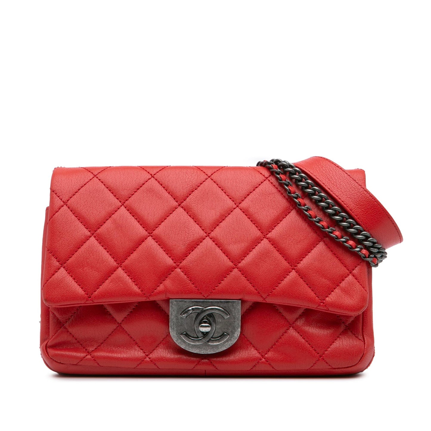 Chanel Small Quilted Goatskin Double Carry Waist Chain Flap Shoulder Bag