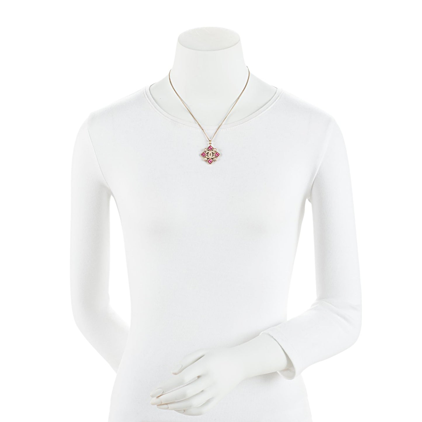 Chanel Vintage Crystal CC Geometric Necklace